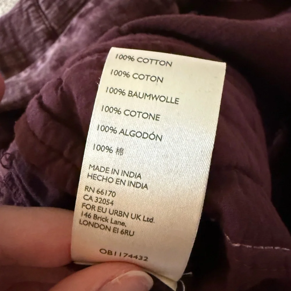 Free People Textured Button-Front Purple Jumpsuit in Plum Stone Washed Boho